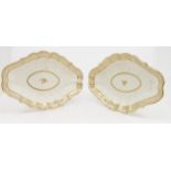 A pair of 18th century Caughley fluted lozenge shape dishes, with oval and dot border,
