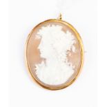 A Victorian mounted cameo brooch, depicting Bacchus, unmarked yellow metal probably 9ct gold,