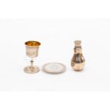 A Victorian silver matched miniature/travelling presentation Communion set including Chalice,