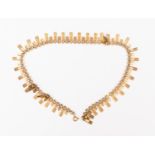 A 9ct gold fringe necklace,