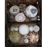 Two boxes of assorted ceramics, comprising Royal Crown Derby 1128 pattern Imari plates,