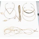 A selection of silver and white metal necklaces stamped 925, including collars,