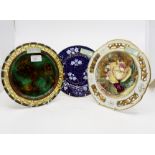 Three cabinet plates, Wedgwood rose pattern,