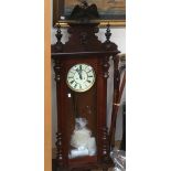 A Vienna 8 day striking wall clock, porcelain dial, weight driven movement,