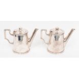 A pair of Ercuis electroplated batchelor coffee pots (2)