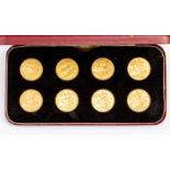 A boxed set of eight Victorian gold sovereigns comprising The Victoria Jubilee set of seven coins