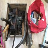 A large quantity of assorted tools, including a vice, plane, hammers, axe, tenon saw, cross cut saw,