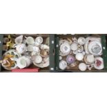 Two boxes of assorted items comprising of Coalport figure, teaset by Aynsley,