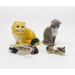 Copenhagen porcelain cat, Goebel cat, Beswick mallard,