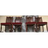 A set of four Edwardian mahogany dining chairs red velvet seats (4)