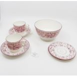 Sunderland lustre Slop bowl cups and saucer,