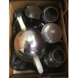 Art Deco sugar bowl and milk jug, chrome plated and bakelite, masters,