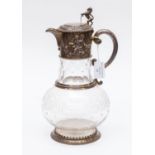 A Victorian silver-gilt mounted etched glass ewer,