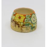 Clarice Cliff for Newport Pottery, a small Jonquil beehive honey pot, lacking lid,