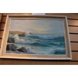 Seacape Oil painting by John Hewit plus a print of a sailing ship.
