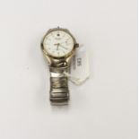 A Sekonda gentleman's steel wristwatch, white dial, luminous hands and batons, date window,