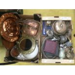 Collection of plated wares with copper and flatware