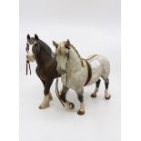 Two J Beswick shire/working horses,