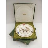 Three commemorative plates by Spode, 1980's, showing famous race horses to include Njinsky,