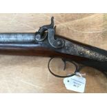 Percussion Cap Double Barrel Shotgun. No makers marks or serial number. 26.5 inch barrels.