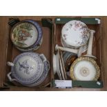 Collection of 19th Century dinner wares including plate warmers, plates, tureen,