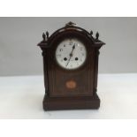 An Edwardian table/mantle clock, painted, Arabic numerals,