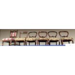Three pairs of Victorian side chairs,