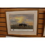 A pair of David Shepherd limited edition signed prints "Evening at the Waterhole" and "Evening