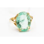 Green tourmaline single stone 18ct gold ring