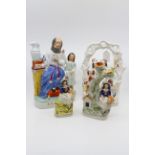 Four Victorian Staffordshire figure groups, comprising figure group, of lovers, Samuel and Eli,