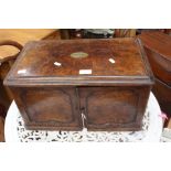 Walnut Victorian collectors deed box, with campaign handles, two doors lift up,