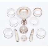 Assorted small silver, to include napkin rings,