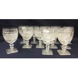 Set of twelve moulded glass goblets