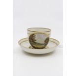 A Derby cup & saucer circa 1800 with scenes of Derbyshire,