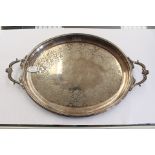 A Victorian silver plate oval two handled tray,