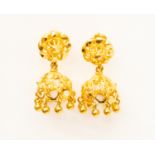 A pair of Indian 22ct yellow gold drop earrings, stamped 916,