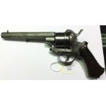 10mm Belgian Pin Fire Revolver. No serial number or makers marks.