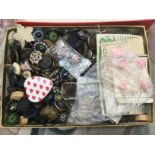 Box of various vintage buttons