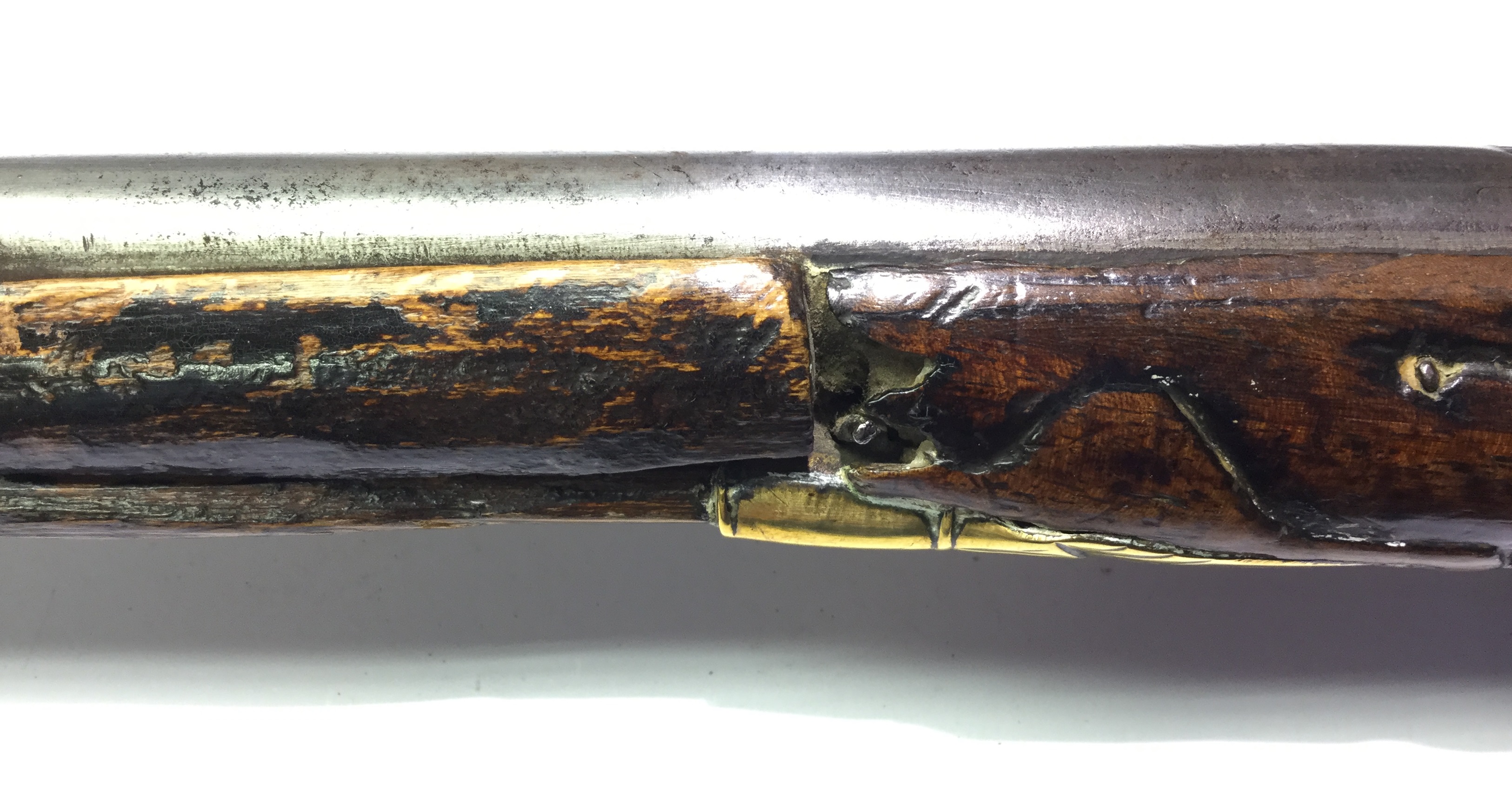 Flintlock pistol with 300mm long barrel. Engraved barrel with grotesque mask. - Image 8 of 9