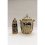 A Rumtoff Stoneware Christmas jar and a German Stein jug (2)