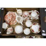 Royal Albert "Old Country Rose" tea set with a collection of Royal Crown Derby "Red Avesbury" part