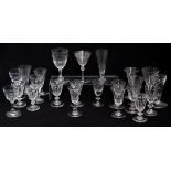 A collection of 22 various Georgian and later wine glasses of various styles and shapes
