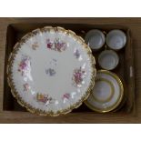 Spode Copeland comport with 3 plates (22 cms approx) diameter with unusual border and 5 Limoges