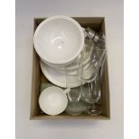 Set of ceramics, cutlery and glassware, one person's setting,