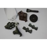 Anglo-Saxon bronze artefacts including: two wrist clasps c.