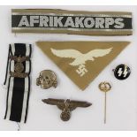 Reproduction WW2 Third Reich insignia collection: Afrikakorps cuff title: Luftwaffe tropical breast