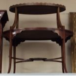 Edwardian two tier buffet table with shell inlay along with Edwardian occasional table