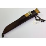 Finnish Puukko knife with 20cm long single edged blade with blued finish with contrasting bright