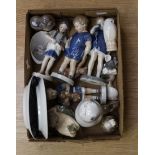 A collection of assorted Copenhagen ceramics, including figures, owl figure,