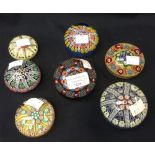 7 various Scottish Millefiori glass paperweights Condition: Small surface chip to one of the small